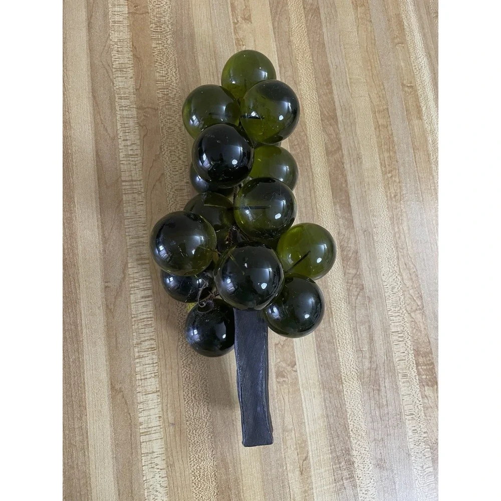 Vintage Lucite Grapes Cluster Green Branch Stem MCM Mid-Century Modern READ‎ B12